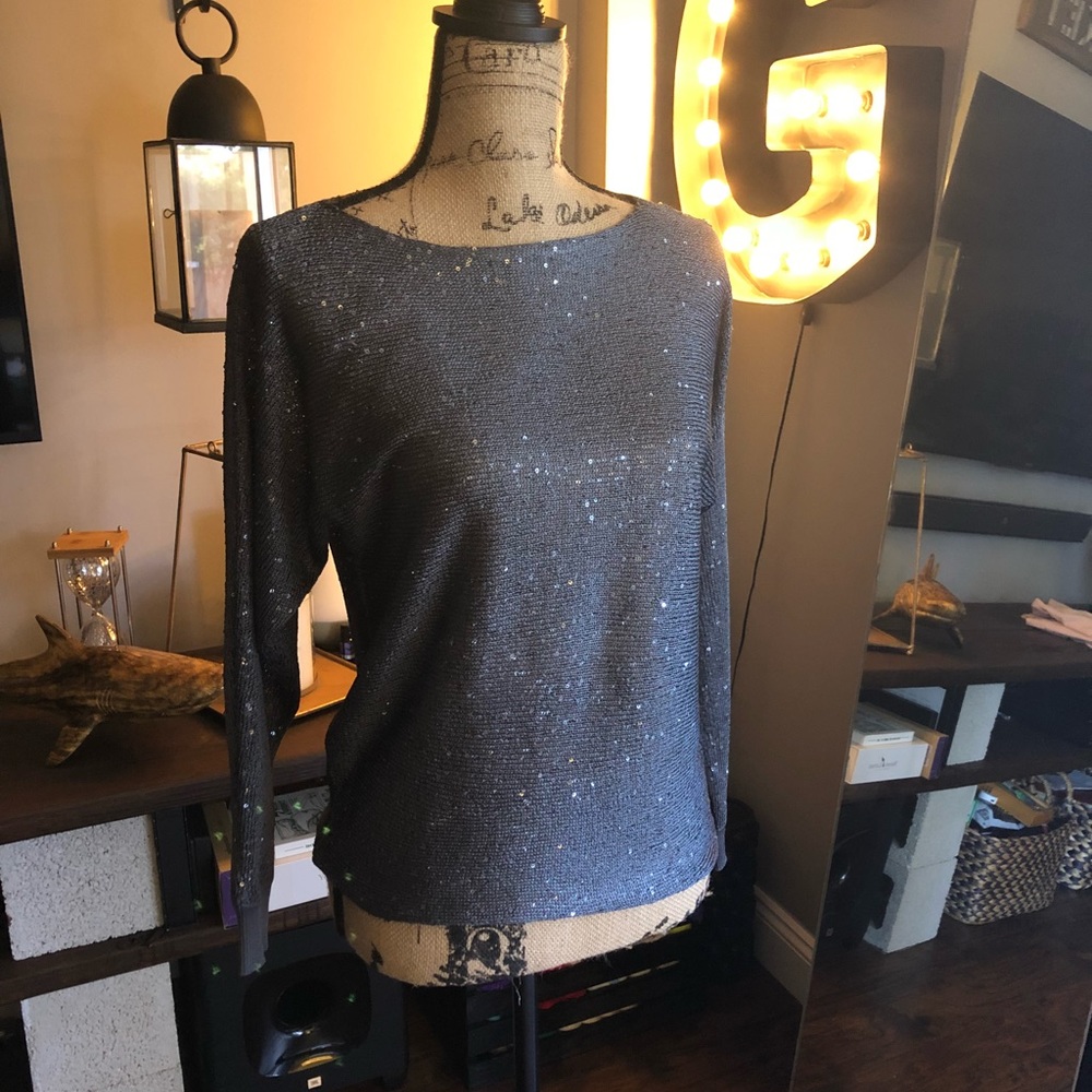 Alfani Long Sleeve Sequin Top